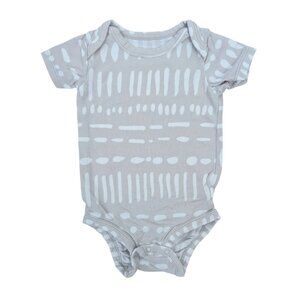 Loulou Lollipop Short Sleeve Tan & White Onesie 0-3m